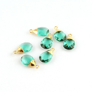 Joyería encontrar pequeña pera Aqua cuarzo piedra preciosa DIY conector 18K chapado en oro sola fianza fabricación de joyas encanto fabricación de conectores - Product Image 5