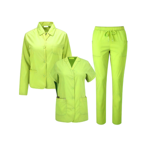 Ensemble d'uniformes d'hôpital unisexe en deux pièces, couleur violet foncé, tissu tricoté en polyester et élasthanne, tenue de soins infirmiers, haut professionnel médical - Product Image 3