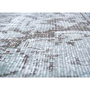 Tapis en laine noués à la main gris et noir vintage pour la maison - pour salon, couloir, chambre d'adolescent, motif médaillon rectangulaire abstrait fait main - Product Image 3