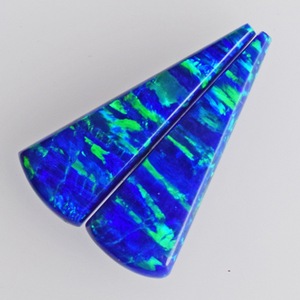 Pendientes de ópalo de fuego azul y verde brillante para mujer, aretes, gemas, Ópalo de fuego, hecho a mano, tamaño de cabujón de 22x6x2,5 MM - Product Image 2