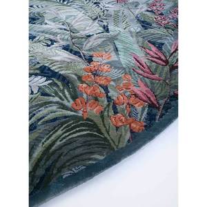 พรมขนสัตว์และไหมทอมือลายดอกไม้สีน้ำเงินและลายนามธรรมสำหรับบ้านและทางเดิน รูปทรงสี่เหลี่ยมผืนผ้า-SLR-7071 สำหรับห้องนั่งเล่น - Product Image 4