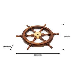 Decoración de pared náutica marítima Vintage de 36 pulgadas, rueda de barco de madera hecha a mano, técnica pintada para oficina en casa o restaurante - Product Image 6