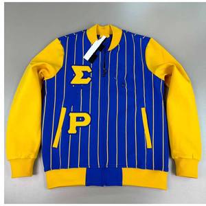 Vestes en molleton de baseball personnalisées Sgro sigma gamma rho à rayures, broderie en chenille, lettres grecques - Product Image 2