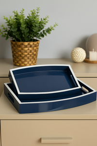 Handmade hiện đại trang trí nội thất phục vụ khay đầy màu sắc cong hình chữ nhật MDF sơn mài với viền trắng bằng gỗ trang trí khay - Product Image 6