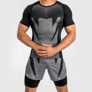 เสื้อรัดกล้ามเนื้อ MMA รุ่นใหม่ ปี 2026 สำหรับผู้ชาย วิ่ง มวยไทย กีฬา ยิม BJJ ผ้าสแปนเด็กซ์/โพลีเอสเตอร์ แห้งเร็ว ระบายอากาศได้ดี - Product Image 1