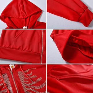 Sweat à capuche de luxe avec strass design à paillettes personnalisé pour les femmes fournisseur de streetwear vente en ligne logo personnalisé - Product Image 6