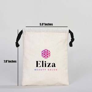 Impresionamos el Logotipo de su Marca en una Bolsa con Cordón Negro, Cierre de Cordón, 6 Ancho x 8 Alto Pulgadas, Bolsa de Algodón Personalizable, Bolsa Premium - Product Image 2