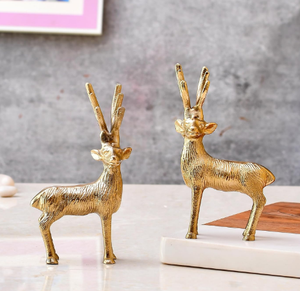 Cerf sculpté en fonte d'aluminium sur mesure Cerf décoratif en métal pour la maison avec finition brillante - Product Image 2