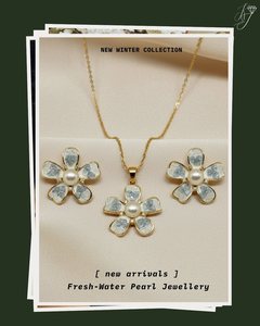 Gold Plated <b>Pearl</b> <b>Pendant</b> Set for Women Jewelry Alloy Material - Product Image 3