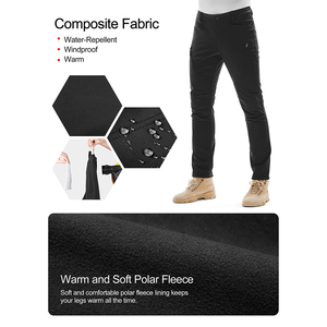 Pantalon Softshell pour homme chaud Doublure en polaire Imperméable Coupe-vent Pantalon d'hiver pour l'extérieur Respirant Randonnée Ski Camping Fermeture éclair - Product Image 5