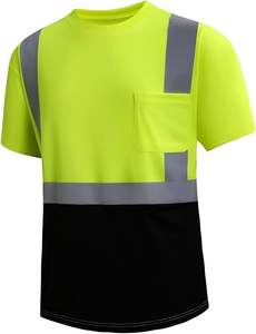 Camiseta de Seguridad de Alta Visibilidad para Hombre, de Media Manga, Ligera, Transpirable, 100% Poliéster, con Bandas Reflectantes, Venta al Por Mayor Premium - Product Image 5