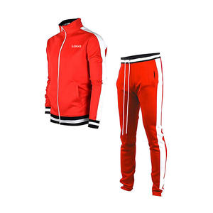 Vêtements de détente tendance, survêtement classique pour homme avec fermeture éclair, tissu confortable et ajustable, service OEM, logo personnalisé avec poignets et taille élastiques - Product Image 1