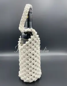 Nouveaux sacs de bouteille de vin en macramé de qualité pour la décoration en conception faite à la main fournisseur en vrac et fabrication par réfractex fabriqué en inde colo