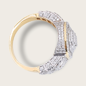Anillo de compromiso de corte Baguette chapado en oro sólido de 14 quilates con diamante cultivado en laboratorio de lujo para Unisex certificado - Product Image 4