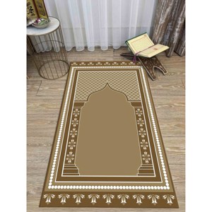 Alfombra de Oración Islámica Marrón: Alfombra de Adoración Espiritual Antideslizante, Alfombra Delgada No Tejida - Product Image 4