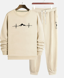 Conjunto de Sudadera con Capucha y Pantalones Térmicos Estampados para Hombre, Talla Grande, Cuello Redondo, Transpirable, de Secado Rápido, de Forro Polar - Product Image 3