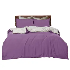 高品质定制紫色和银色可逆羽绒被套床上用品套装