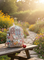 Sac à dos tactique matelassé en coton patchwork, léger, unisexe, style bohème indien, avec fermeture éclair et doublure en coton biologique, idéal pour ordinateur portable
