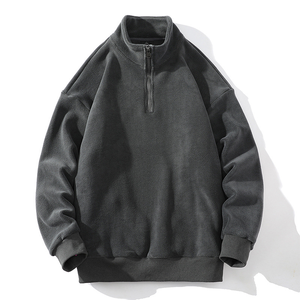 <b>Men's</b> <b>Quarter</b> <b>Zip</b> Sweatshirt Classic Design Soft 100% Cotton Fabric for Casual Athletic Wear Winter Embroidery Tack Twill Logo - Product Image 4