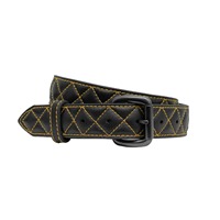 Ceinture de couette C en cuir noir de luxe avec motif de couture en diamant bleu pour hommes et femmes Designer matelassé élégant