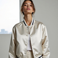 Veste bomber en coton tricoté pour femmes grandes tailles, rembourrée, coupe-vent, manches longues, style décontracté, veste universitaire