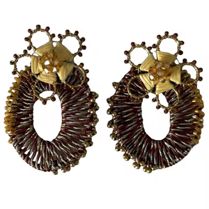 Pendientes de aro de rafia hechos a mano, joyería bohemia con cuentas, accesorios de moda para mujeres y niñas, conjunto de estilo étnico para festivales - Product Image 4