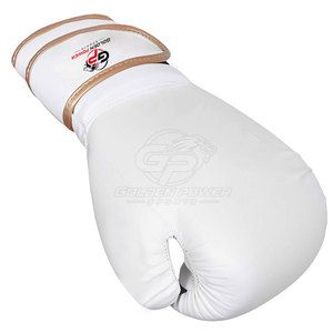 Guantes de Boxeo de Cuero Blanco Golden Power con Logotipo Personalizado, Equipo de Entrenamiento - Product Image 4