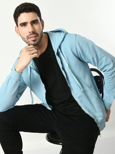 Sweat à capuche printemps pour hommes Poly-Cotton Fleece Full-Zip Hoodie Veste coupe ample de haute qualité Logo en caoutchouc peut être attaché - Product Image 2