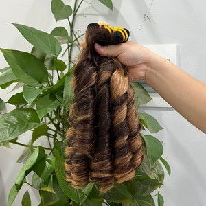 PRIX DE GROS PIXIE PIANO FRISÉ EN HAUT D'OR BRUN 100% DONEUR UNIQUE CRU EXTENSIONS DE CHEVEUX HUMAINS VIETNAMIENS - Product Image 4