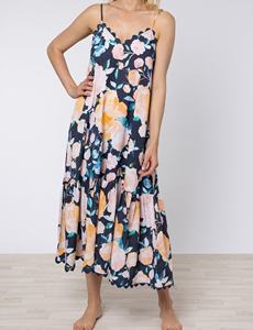 Robe d'été décontractée bohème en mousseline imprimée florale, sans manches, avec encolure festonnée, coupe trapèze, longueur thé - Product Image 2