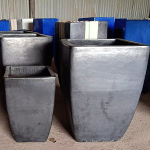 Jardinières en terrazzo noir, pot de fleurs, lot de 3 - Product Image 1