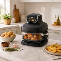 Freidora de Aire Digital de 6.4L con Control Táctil, Cesta Doble de Vidrio Transparente y Ventana Visible para Cocina Saludable en el Hogar