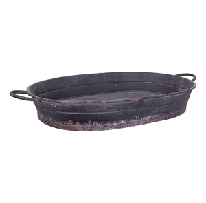 Plateau de service en métal galvanisé avec manche en bois adapté à la maison et au mariage Plateau de service de table pour ustensiles de cuisine - Product Image 2