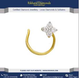 Joyería fina para mujer 18kt oro amarillo diamantes nariz Pin para dama regalo a precio razonable por exportador nariz Pin - Product Image 3