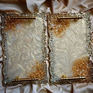 PAS ÉLÉGANT PERSONNALISABLE RÉSINE ÉPOXY PLATEAU DE SERVICE Conception Rectangle pour la maison Restaurant Hôtel Plateau en résine - Product Image 4