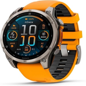 Garmin Fenix 8, 47 มม., AMOLED, กระจกแซฟไฟร์, ตัวเรือนไทเทเนียม พร้อมสายสีส้มประกาย/สีกราไฟต์ - Product Image 2