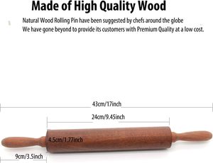 Rouleau à pâtisserie classique en bois de 17 pouces, rouleau à pâtisserie en bois de sapelli pour la pâtisserie, non toxique, fin - Product Image 5