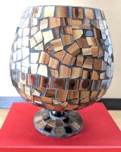 Décoration de Noël, mosaïque colorée marron, cire d'abeille, petite taille, porte-bougie de luxe, design moderne, pot à bougie fait main, personnalisé - Product Image 6