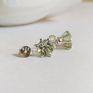 925 boucles d'oreilles en argent Sterling faites à la main femmes filles naturel vert améthyste pierre plaqué or Design minimaliste Style mignon - Product Image 2