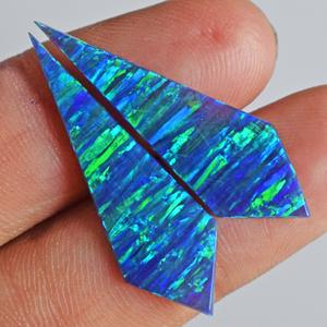 Par de Ópalos de Fuego con Forma Elegante, 5 CTW, Tamaño de Cabujón 33x10x2 MM, para Fabricación de Joyería, Par de Piedras Preciosas Hechas a Mano, Piedra Creada en Laboratorio - Product Image 2