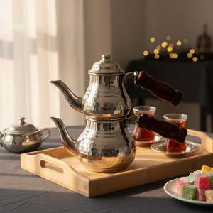 Petite théière classique en cuivre de 1,5 L avec couvercle, pot à eau en verre pour restaurant, hôtel et usage domestique, pour servir le thé et les boissons - Product Image 1