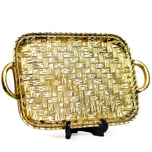 Bandeja de servicio redonda de acero inoxidable al por mayor de fábrica, juego de bandejas chapadas en oro brillante, bandeja de Metal para restaurante, Hotel, fiesta de boda - Product Image 5