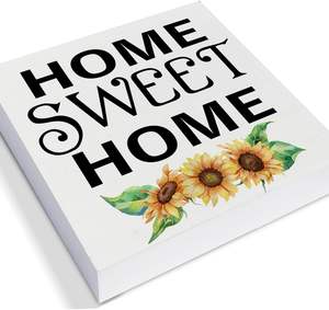 Tournesol décoratif boîte en bois signe Home Sweet Home bloc de bois Plaque décor ferme maison étagère ou affichage mural - Product Image 3