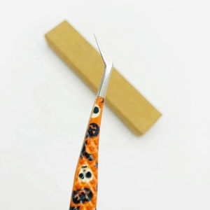 Pince à épiler professionnelle pour extensions de cils, 65 degrés, revêtement papier, poignée diamant, étiquette privée, acier inoxydable - Product Image 5