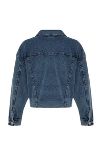 Vente en gros Vestes en jean brut respirantes personnalisées pour femmes, fermeture à glissière décontractée surdimensionnée - Product Image 2