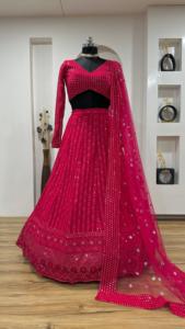 Último diseñador Faux Georgette bordado secuencia trabajo Lehenga Choli por Fab Zone - Product Image 4