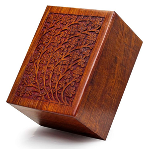 Urne en bois gravée faite à la main pour cendres humaines 250lbs adulte mâle femelle Satin sac colibri urnes de crémation boîte - Product Image 1