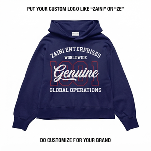 Premium 400g Cotton Polyester Brushed <b>Fleece</b> Pullover Hoodie <b>Navy</b> Custom DTF Embroidery for Logo Autumn OEM Service - Product Image 1