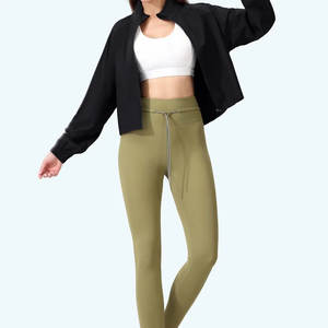 Novedad, Chaqueta Deportiva para Mujer, Cierre Completo, Color Nude, Negro, Verde, Ajustada, para Gimnasio, Yoga - Product Image 6