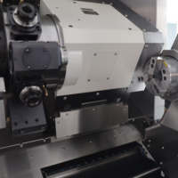 Tour à métaux CNC à double broche au prix le plus bas, avec tourelle motorisée, outillage en direct, lit de tour en fonte